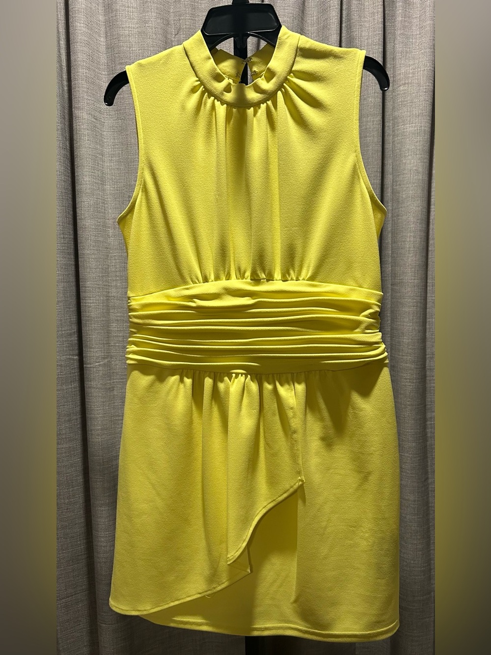 Nicole Miller Bright Yellow Sleeveless High-Low Dress